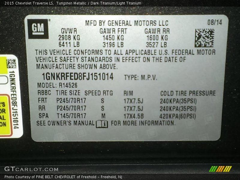 Tungsten Metallic / Dark Titanium/Light Titanium 2015 Chevrolet Traverse LS