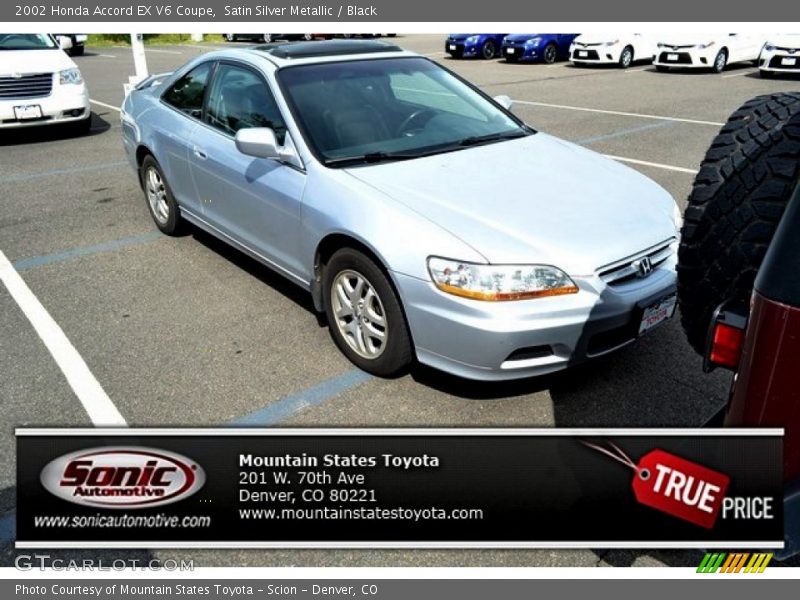 Satin Silver Metallic / Black 2002 Honda Accord EX V6 Coupe