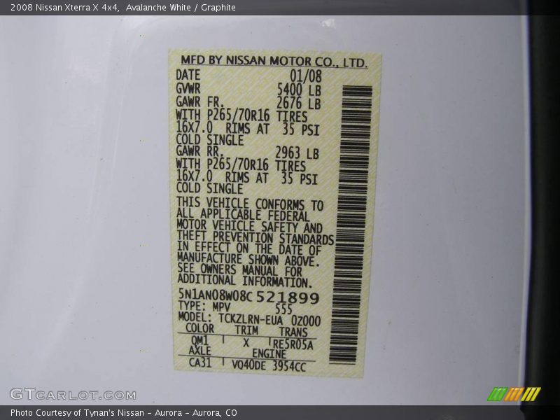 Avalanche White / Graphite 2008 Nissan Xterra X 4x4