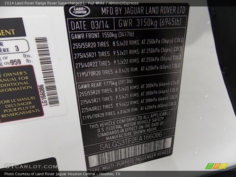 Fuji White / Almond/Espresso 2014 Land Rover Range Rover Supercharged L