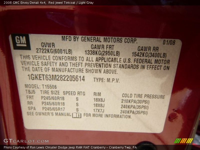 Red Jewel Tintcoat / Light Gray 2008 GMC Envoy Denali 4x4