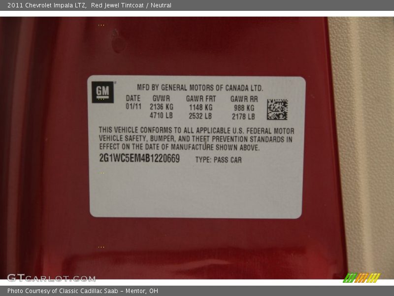 Red Jewel Tintcoat / Neutral 2011 Chevrolet Impala LTZ