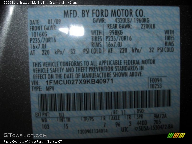 Sterling Grey Metallic / Stone 2009 Ford Escape XLS