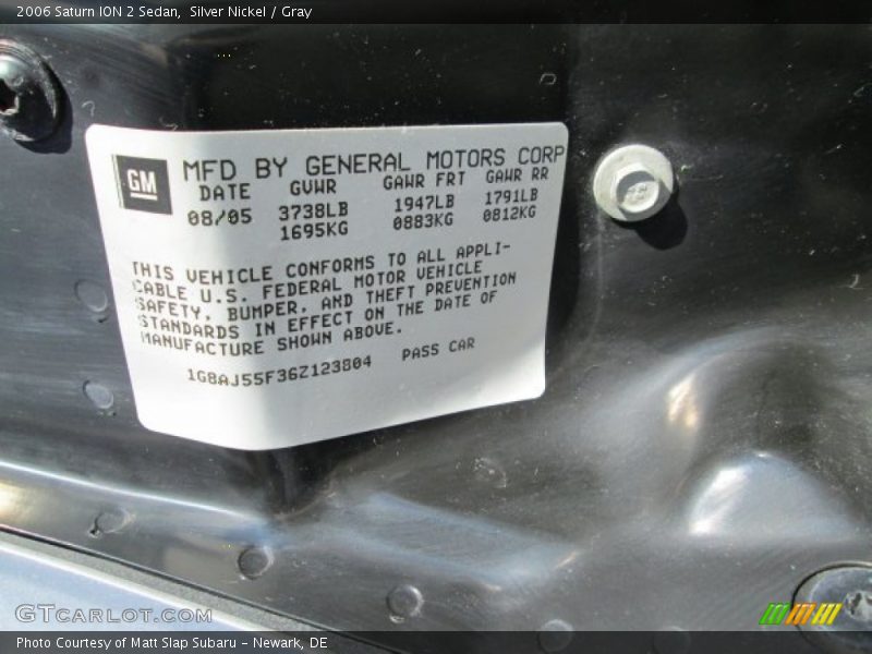 Silver Nickel / Gray 2006 Saturn ION 2 Sedan