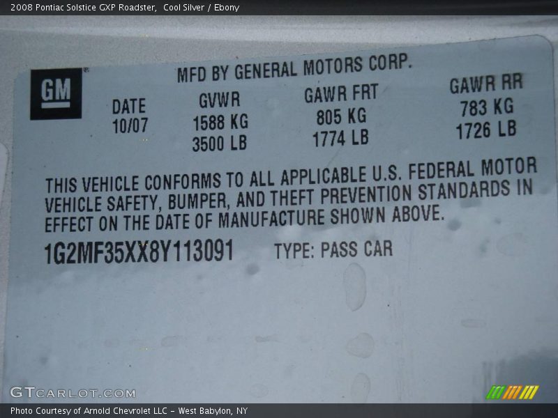 Cool Silver / Ebony 2008 Pontiac Solstice GXP Roadster