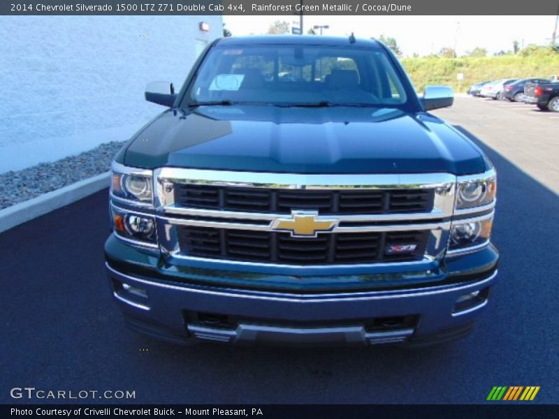 Rainforest Green Metallic / Cocoa/Dune 2014 Chevrolet Silverado 1500 LTZ Z71 Double Cab 4x4