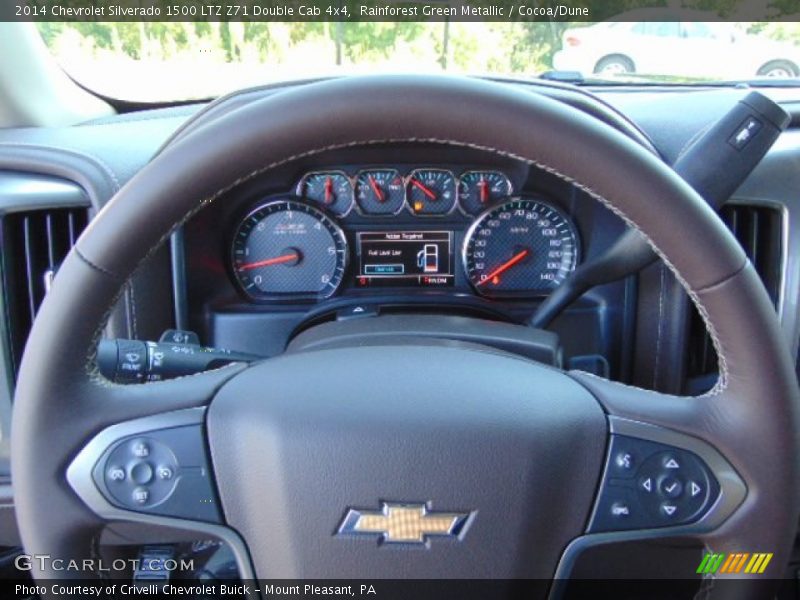 Rainforest Green Metallic / Cocoa/Dune 2014 Chevrolet Silverado 1500 LTZ Z71 Double Cab 4x4