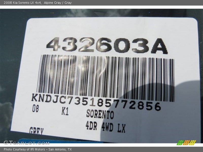 Alpine Gray / Gray 2008 Kia Sorento LX 4x4
