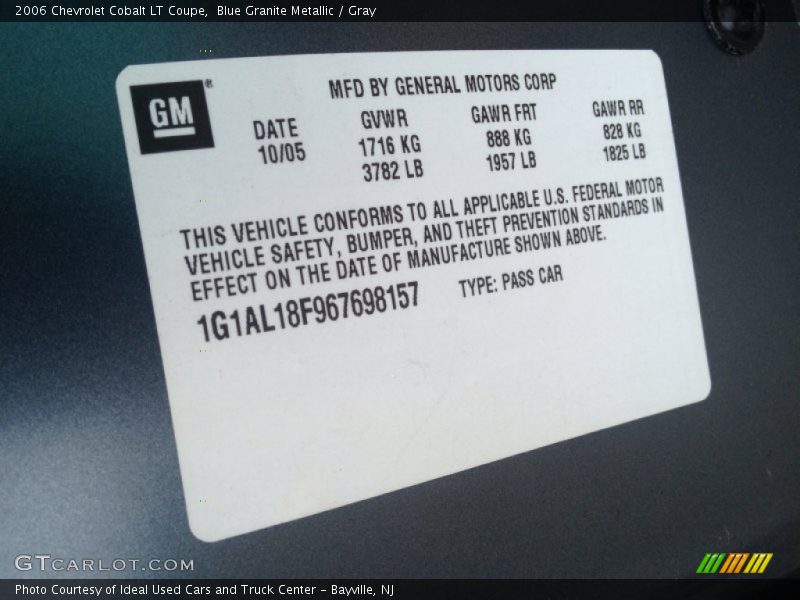 Blue Granite Metallic / Gray 2006 Chevrolet Cobalt LT Coupe