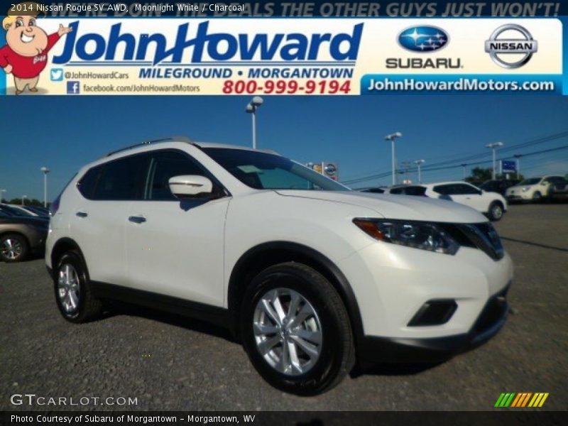 Moonlight White / Charcoal 2014 Nissan Rogue SV AWD