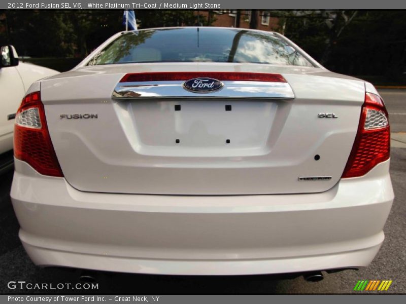 White Platinum Tri-Coat / Medium Light Stone 2012 Ford Fusion SEL V6