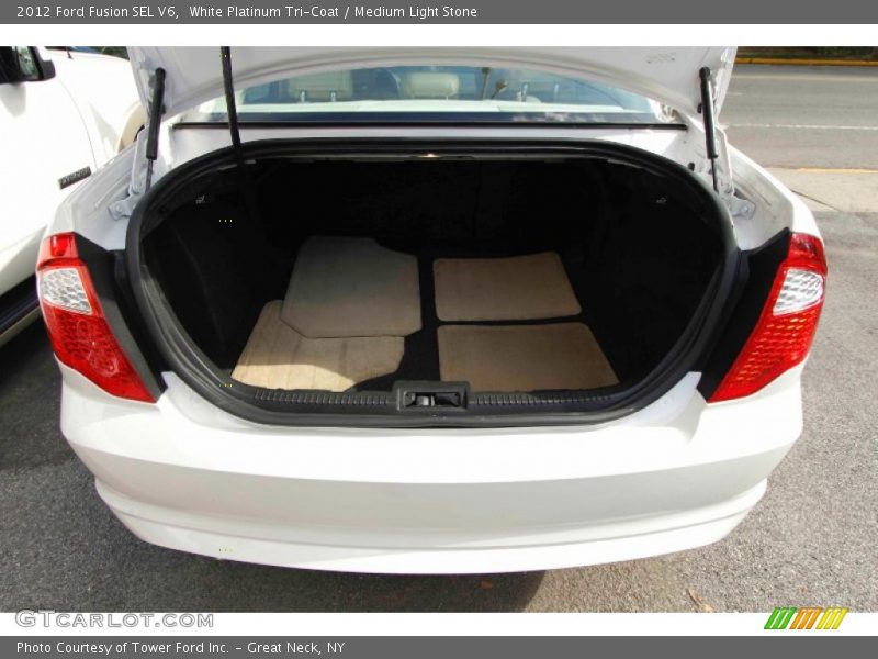 White Platinum Tri-Coat / Medium Light Stone 2012 Ford Fusion SEL V6