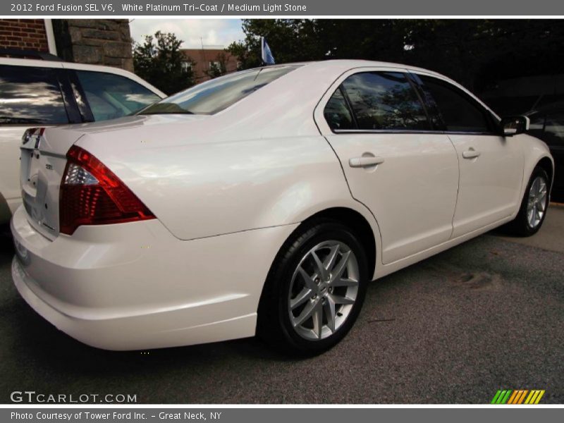 White Platinum Tri-Coat / Medium Light Stone 2012 Ford Fusion SEL V6