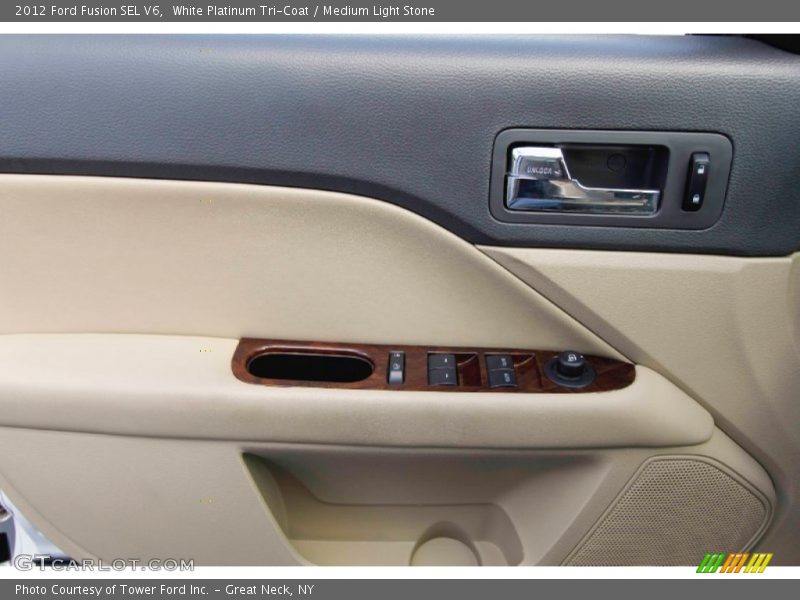 White Platinum Tri-Coat / Medium Light Stone 2012 Ford Fusion SEL V6