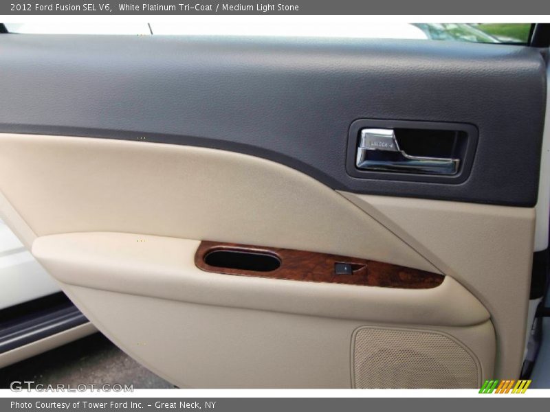 White Platinum Tri-Coat / Medium Light Stone 2012 Ford Fusion SEL V6