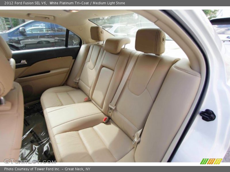 White Platinum Tri-Coat / Medium Light Stone 2012 Ford Fusion SEL V6