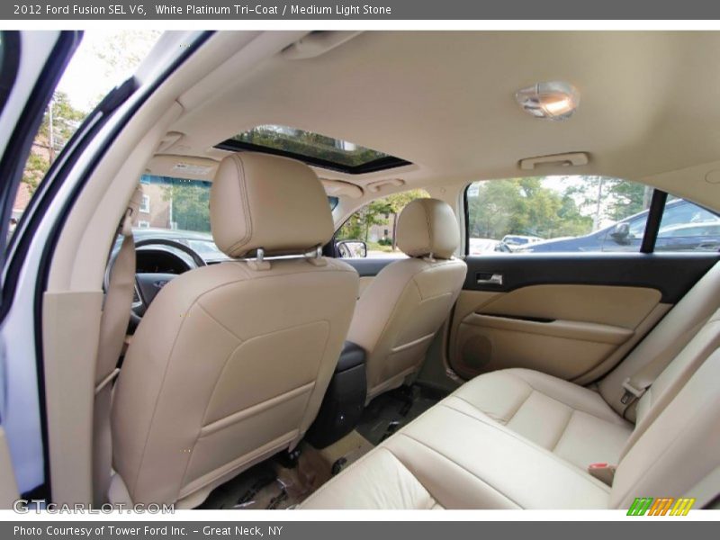 White Platinum Tri-Coat / Medium Light Stone 2012 Ford Fusion SEL V6