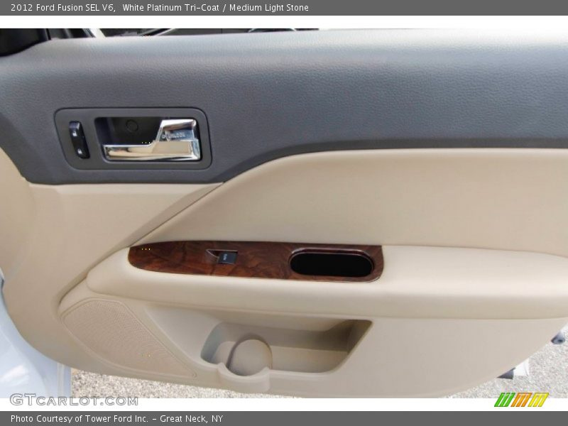 White Platinum Tri-Coat / Medium Light Stone 2012 Ford Fusion SEL V6
