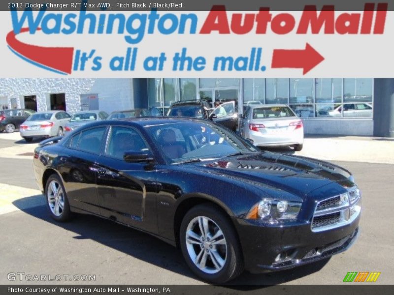 Pitch Black / Black/Red 2012 Dodge Charger R/T Max AWD