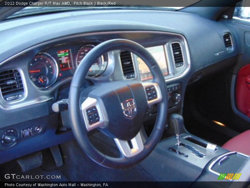 Pitch Black / Black/Red 2012 Dodge Charger R/T Max AWD