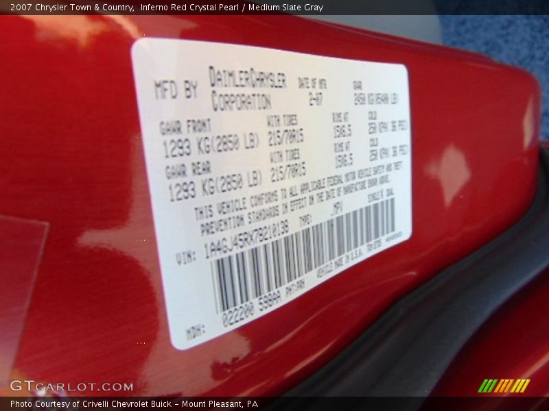 Inferno Red Crystal Pearl / Medium Slate Gray 2007 Chrysler Town & Country