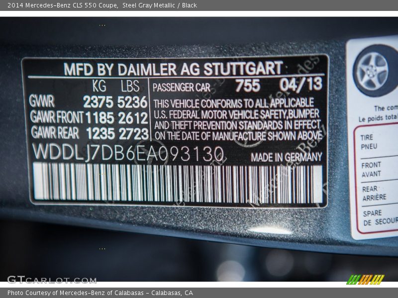 Steel Gray Metallic / Black 2014 Mercedes-Benz CLS 550 Coupe