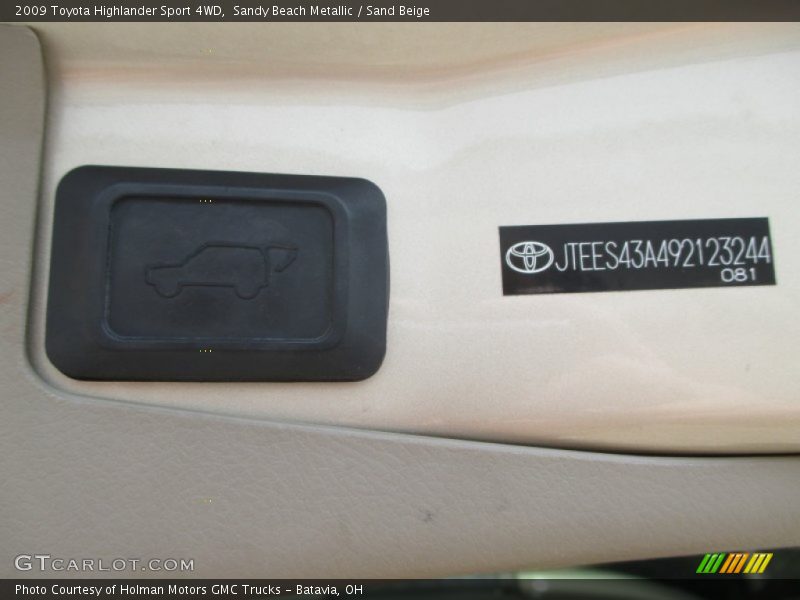 Sandy Beach Metallic / Sand Beige 2009 Toyota Highlander Sport 4WD