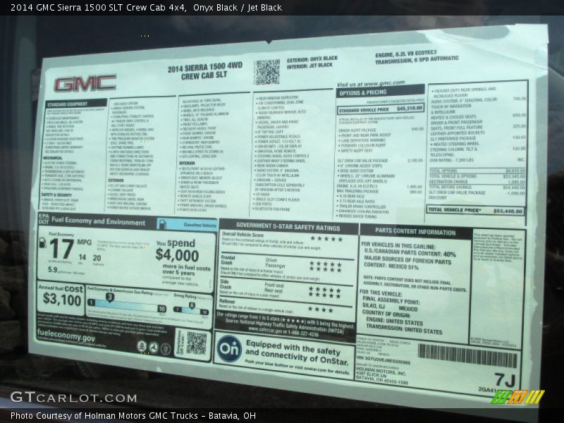  2014 Sierra 1500 SLT Crew Cab 4x4 Window Sticker