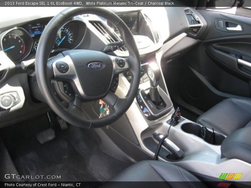 White Platinum Metallic Tri-Coat / Charcoal Black 2013 Ford Escape SEL 1.6L EcoBoost 4WD