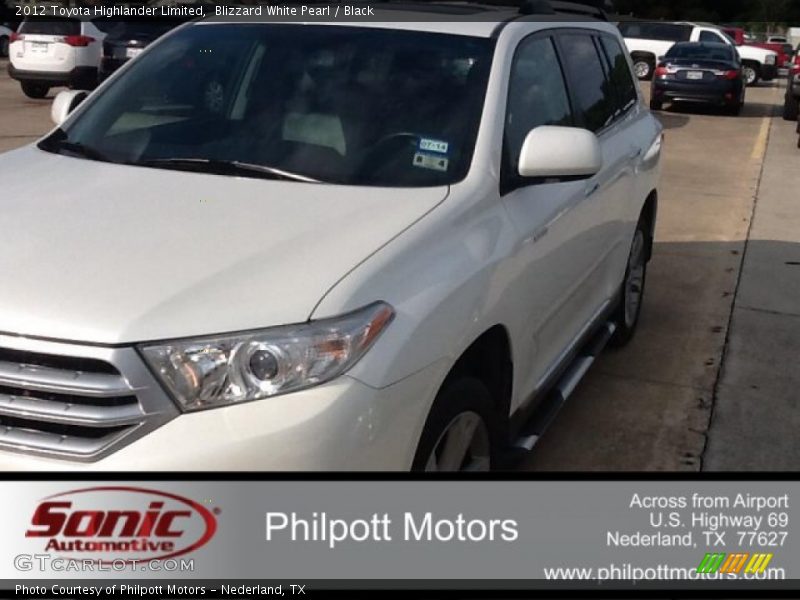 Blizzard White Pearl / Black 2012 Toyota Highlander Limited