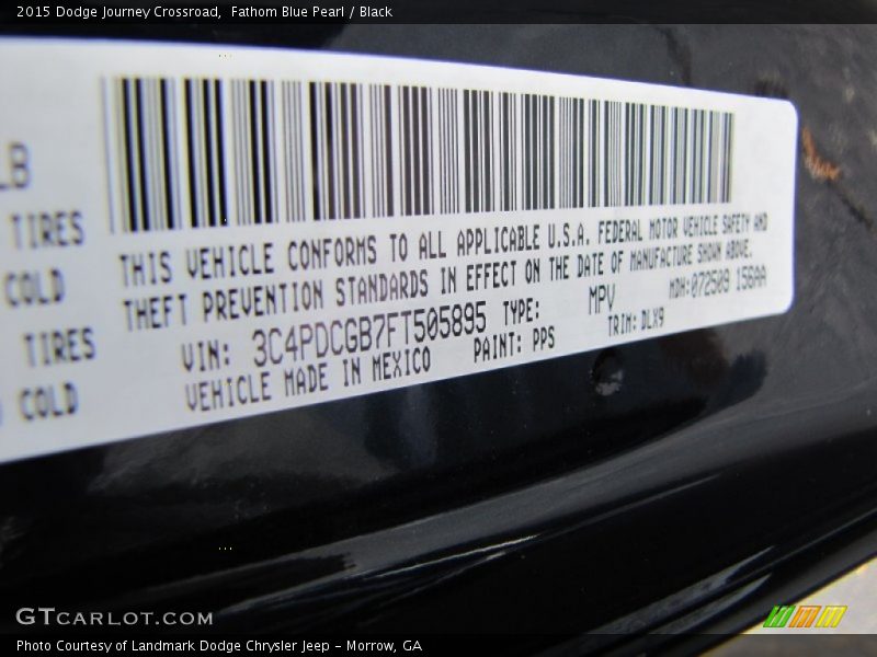 Fathom Blue Pearl / Black 2015 Dodge Journey Crossroad