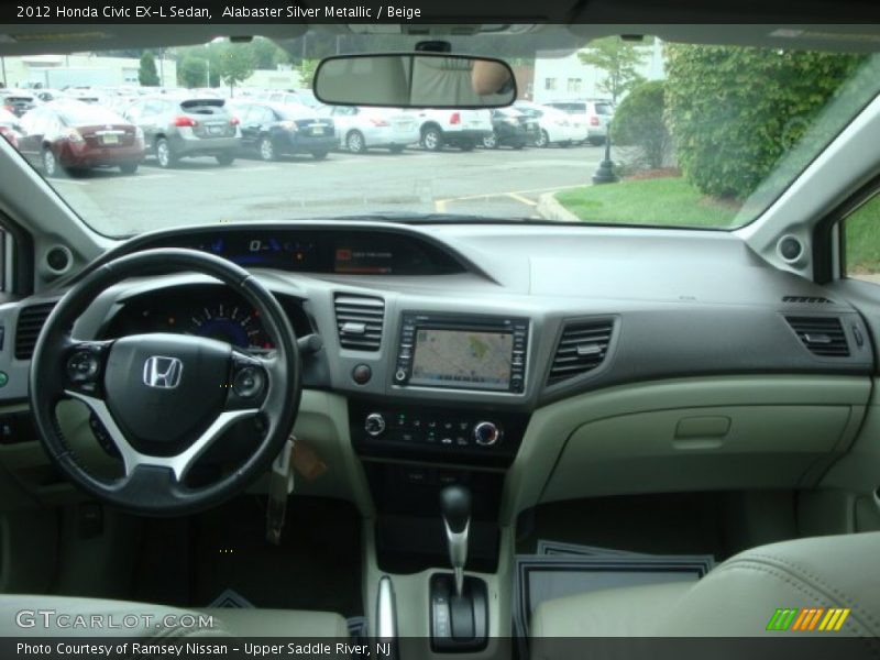 Alabaster Silver Metallic / Beige 2012 Honda Civic EX-L Sedan