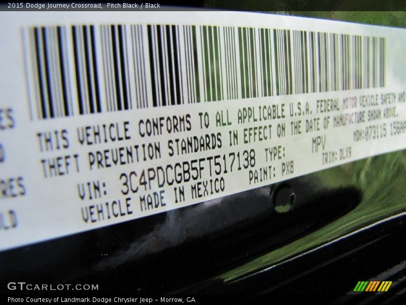 Pitch Black / Black 2015 Dodge Journey Crossroad