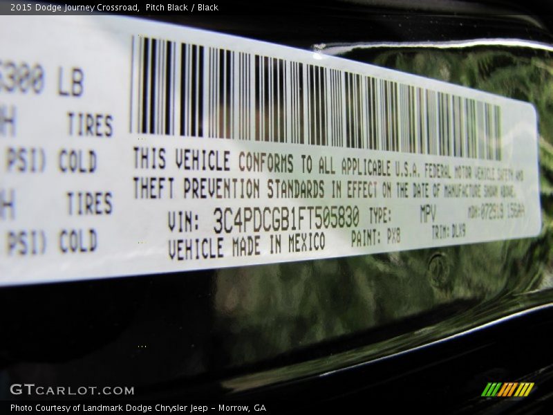 2015 Journey Crossroad Pitch Black Color Code PX8