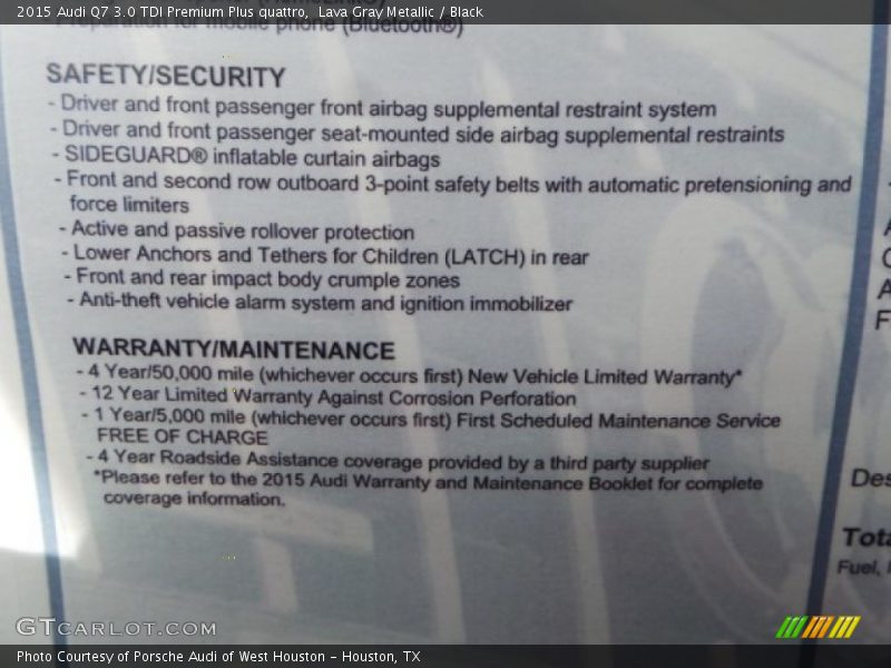 Lava Gray Metallic / Black 2015 Audi Q7 3.0 TDI Premium Plus quattro