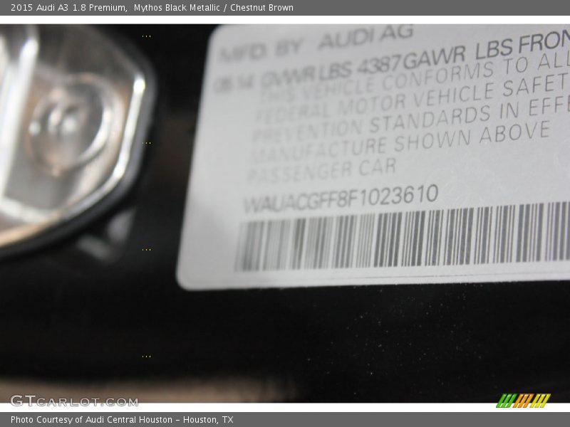 Mythos Black Metallic / Chestnut Brown 2015 Audi A3 1.8 Premium