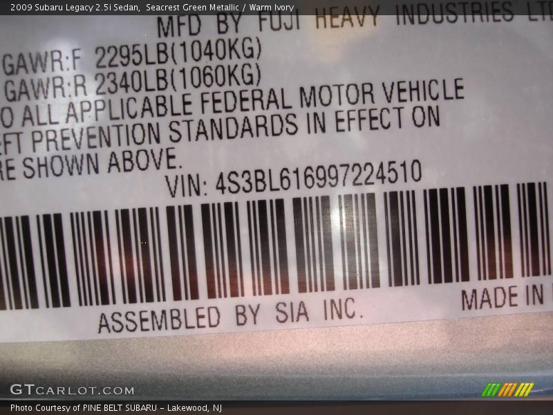 Seacrest Green Metallic / Warm Ivory 2009 Subaru Legacy 2.5i Sedan