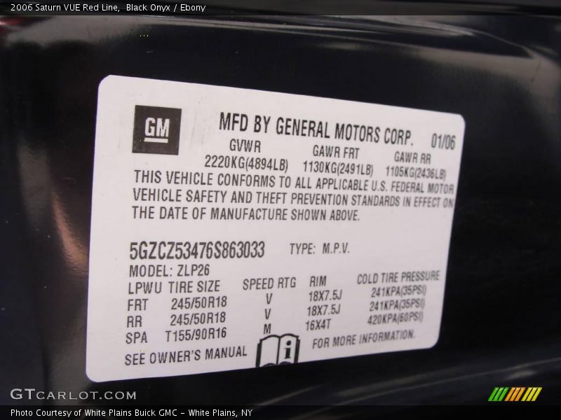 Black Onyx / Ebony 2006 Saturn VUE Red Line