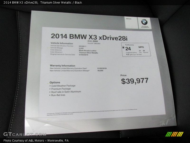 Titanium Silver Metallic / Black 2014 BMW X3 xDrive28i