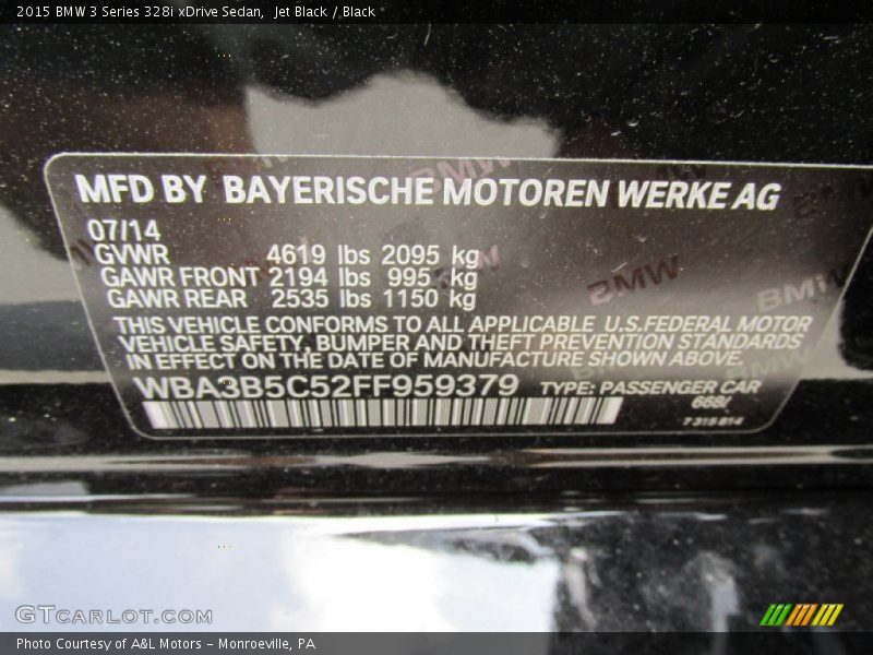 Jet Black / Black 2015 BMW 3 Series 328i xDrive Sedan