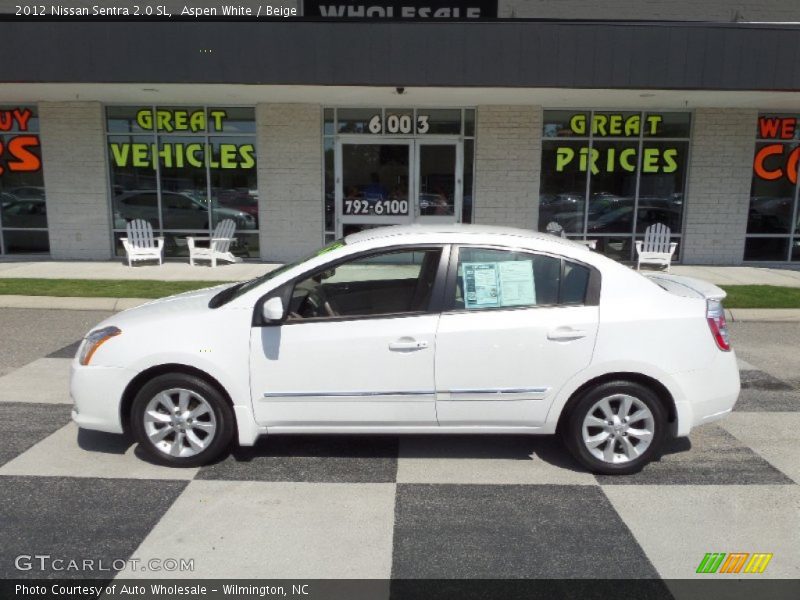 Aspen White / Beige 2012 Nissan Sentra 2.0 SL