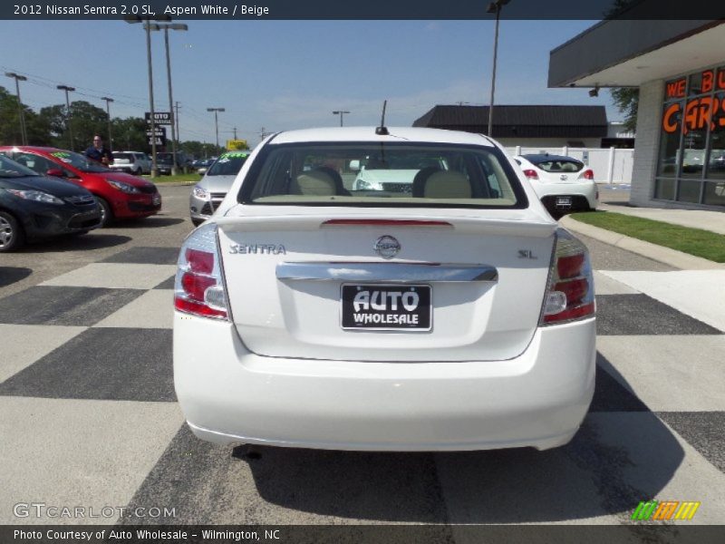 Aspen White / Beige 2012 Nissan Sentra 2.0 SL