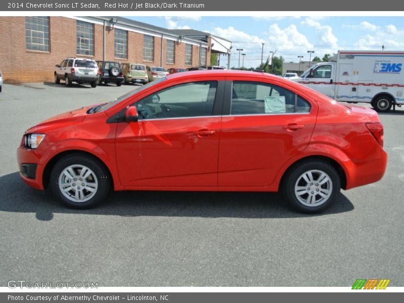 Red Hot / Jet Black/Dark Titanium 2014 Chevrolet Sonic LT Sedan