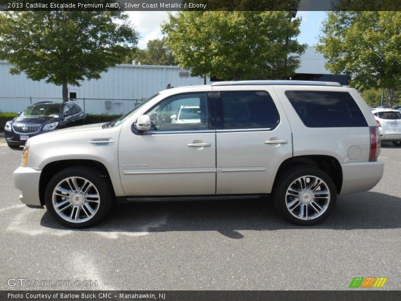 Silver Coast Metallic / Ebony 2013 Cadillac Escalade Premium AWD