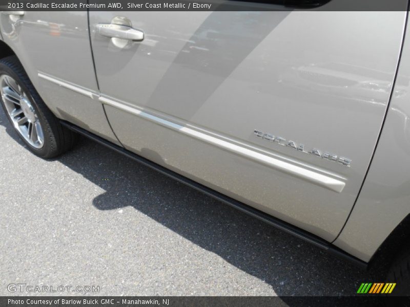Silver Coast Metallic / Ebony 2013 Cadillac Escalade Premium AWD