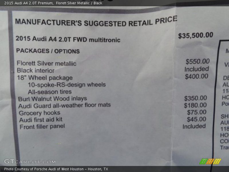 Florett Silver Metallic / Black 2015 Audi A4 2.0T Premium