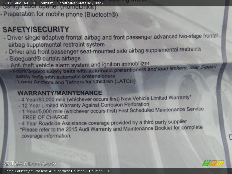 Florett Silver Metallic / Black 2015 Audi A4 2.0T Premium