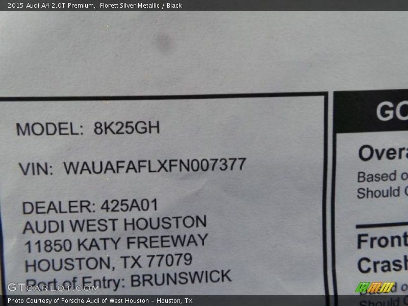 Florett Silver Metallic / Black 2015 Audi A4 2.0T Premium