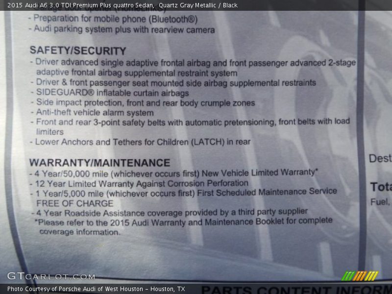 Quartz Gray Metallic / Black 2015 Audi A6 3.0 TDI Premium Plus quattro Sedan