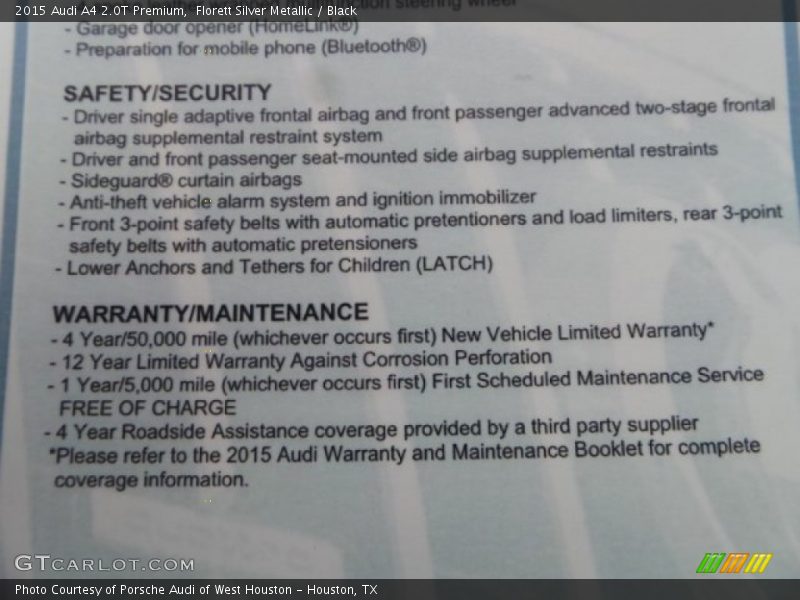 Florett Silver Metallic / Black 2015 Audi A4 2.0T Premium